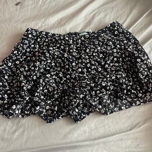 Floral Black Shorts